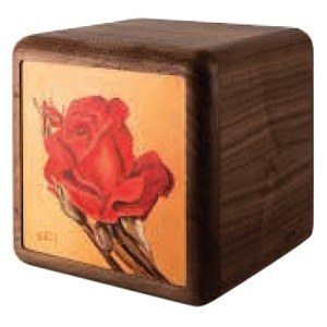 Red Rose Walnut Wood Urn